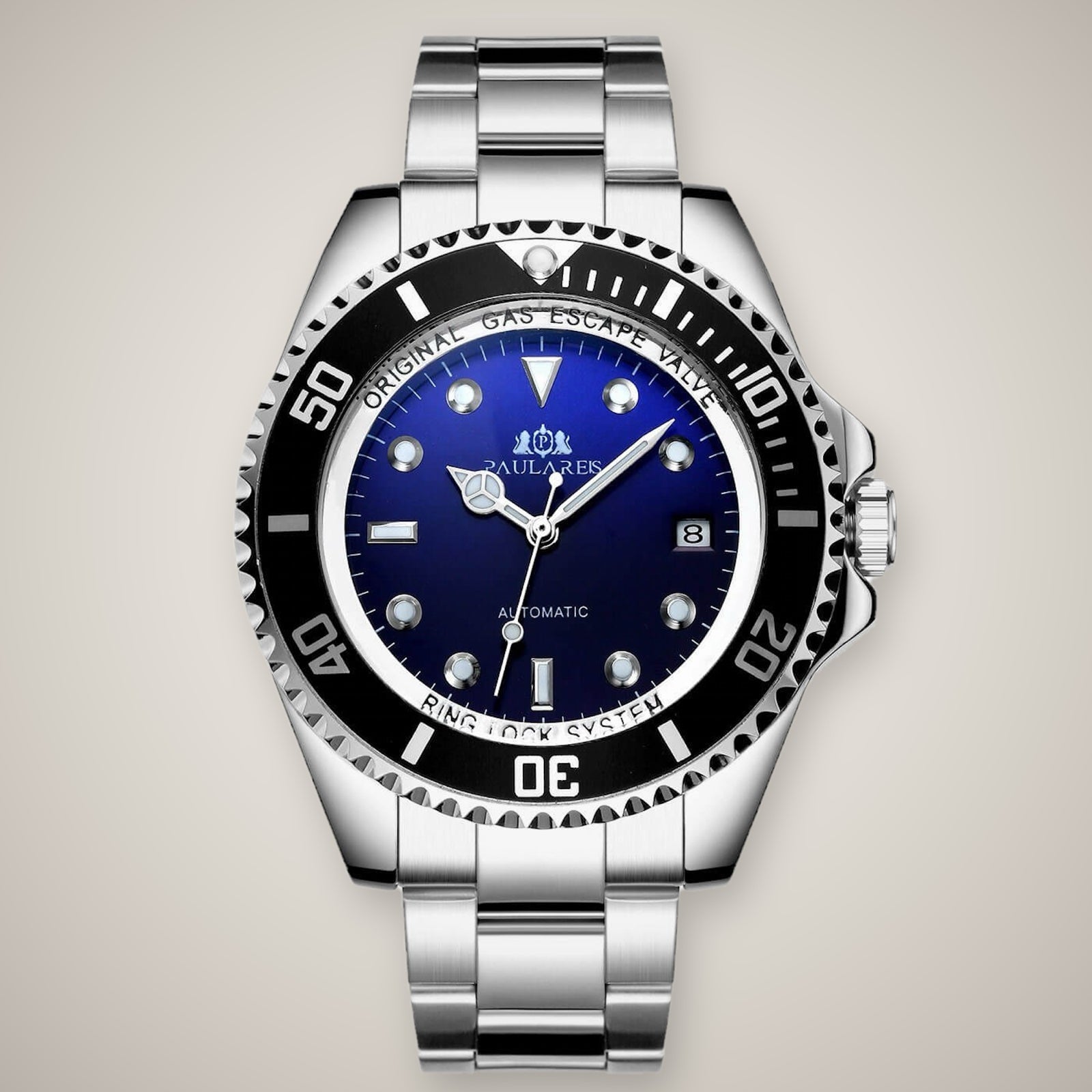 Paula Reis Watches Sailor Automatic Silver Black & Blue nautical inspired